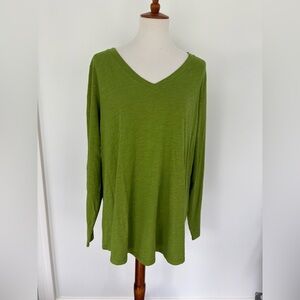 Eileen Fisher XL Green V-Neck Women's Top